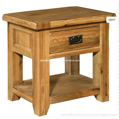 Rustic Reclaimed Oak Small Bedside & Telephone Table